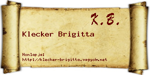 Klecker Brigitta névjegykártya